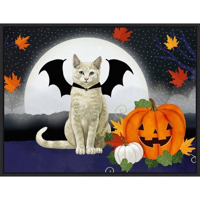 24" x 18" Halloween Pets Collection A by Victoria Borges Framed Wall Canvas - Amanti Art