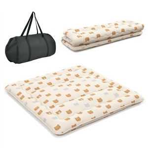 Costway Full/King/Queen/Twin Futon Mattress Japanese Floor Pad Washable Cover Carry Bag Brown Bear - 1 of 4