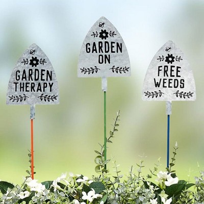 Set of 3 Multicolor Iron Garden Signs with Quotes