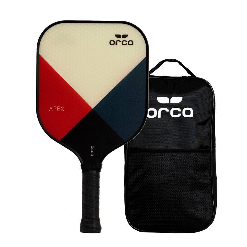 Orca Apex Polymer Honeycomb Pickleball Paddle with Carry Bag - White/Blue/Red, 1 of 7