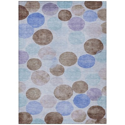 Sky Blue Purple And Taupe Geometric Washable Indoor Outdoor Area Rug