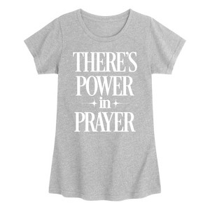 Girls' - Instant Message - Theres Power In Prayer Fitted Short Sleeve Graphic T-Shirt - 1 of 4