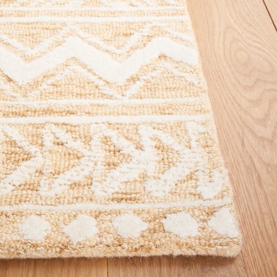 Gold and Ivory Hand-Tufted Wool Runner Rug