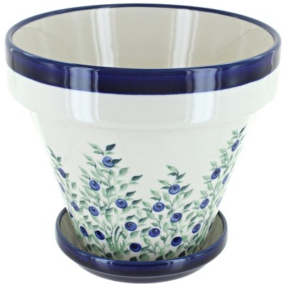 Blue Rose Polish Pottery 891-893 Zaklady Medium Flower Pot