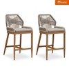 PURPLE LEAF Patio Sunbrella Bar Stools Set of 2 Handwoven Wicker Bar Height Stool Modern Aluminum Outdoor Wicker Barstools with Back and Cushion - 2 of 4