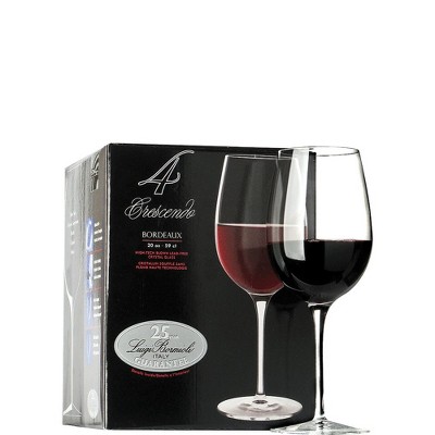 Luigi Bormioli Crescendo Clear Crystal Bordeaux Wine Glasses, Set of 4