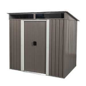 6FT x 5FT Metal Storage Shed with Lockable Sliding Door Outdoor Storage House Sun Protection Metal Shed for Backyard Garden Patio Steeple - 1 of 4