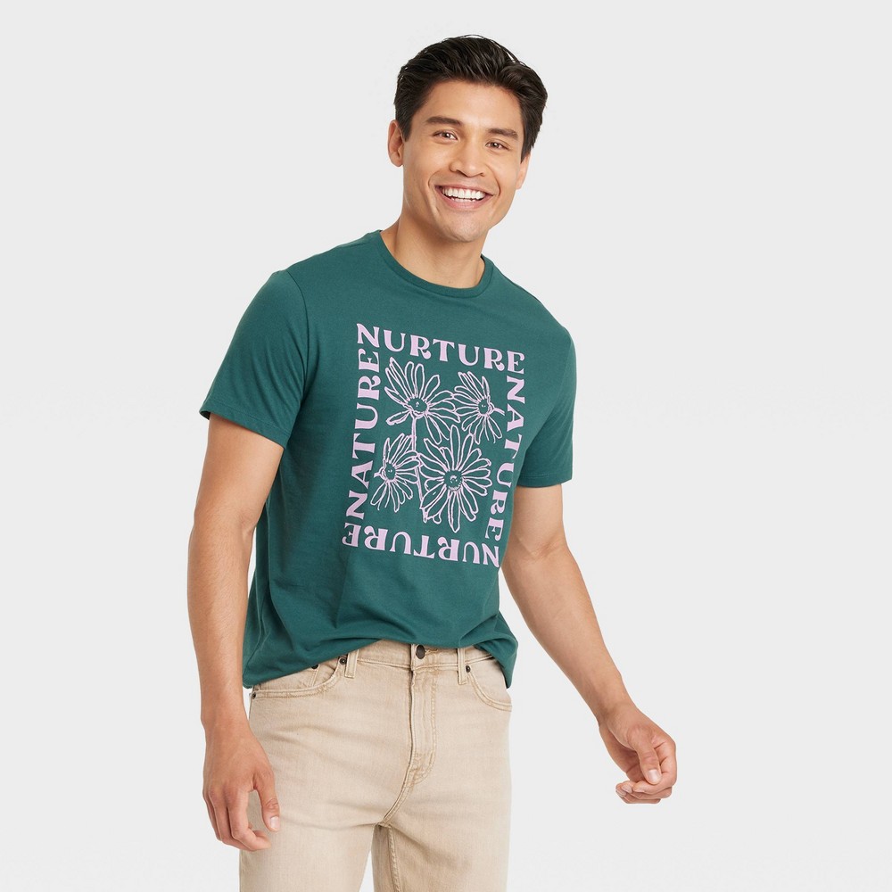 Men's Crewneck T-Shirt - Goodfellow & Co™ Dark Teal Green S