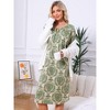 INSPIRE CHIC Womens One-piece Pajamas Shirt Floral Printed Long Sleeve Round Neck Tie Front Nightgown with Pocket - 2 of 4