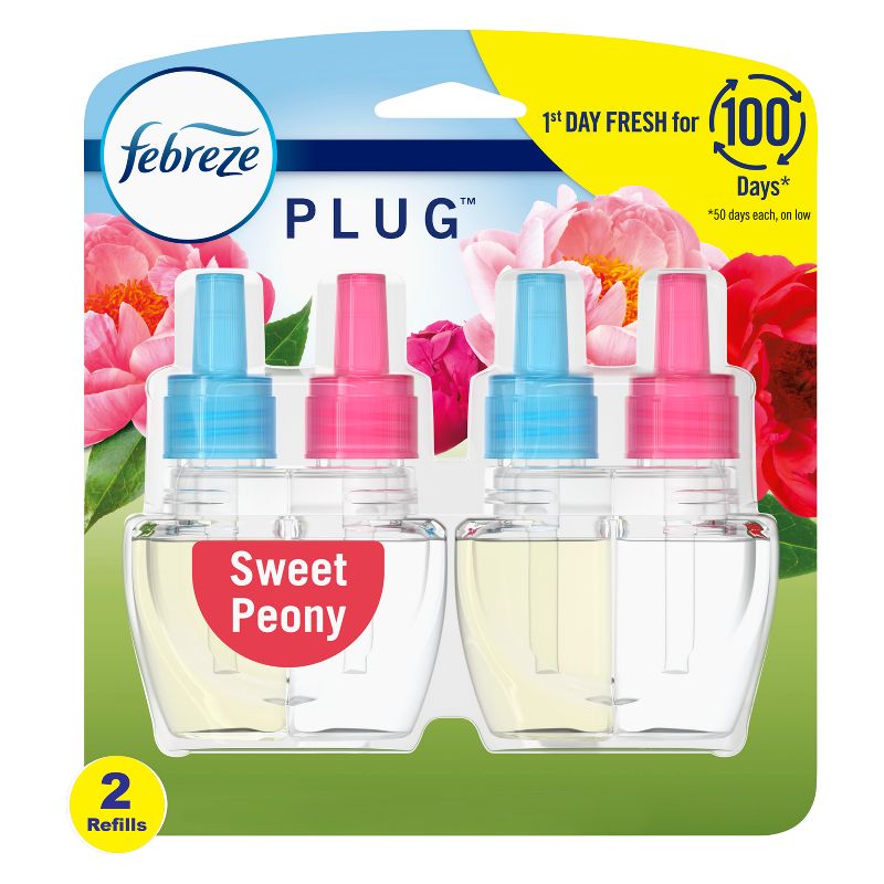 Febreze Odor-Fighting Fade Defy Plug Air Freshener - Sweet Peony - 0.87 fl oz, 1 of 11