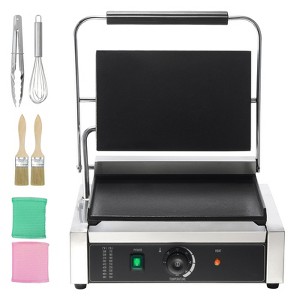 VEVOR Commercial Panini Grill, 1800W Electric Sandwich Panini Maker, Stainless Steel Sandwich Press Grill, Panini Grill with Temp Control & 14"x9" - 1 of 4