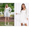 Womens Long Puff Sleeve Square Neck Long Puffy Dress Babydoll Mesh Midi Dress - 2 of 4