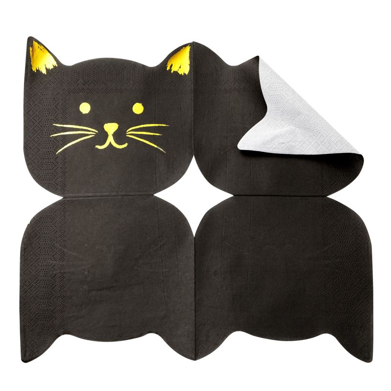 Blue Panda 50 Pack Disposable Black Napkins with Cats and Gold Foil Accents for Birthday Party, Halloween Dinner, Cocktails (6.5 x 6.2 In), 3 of 6