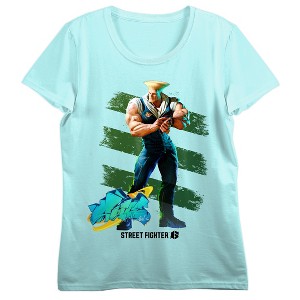 Street Fighter VI Guile Graffiti Name Crew Neck Short Sleeve Celadon Women's T-shirt - 1 of 2
