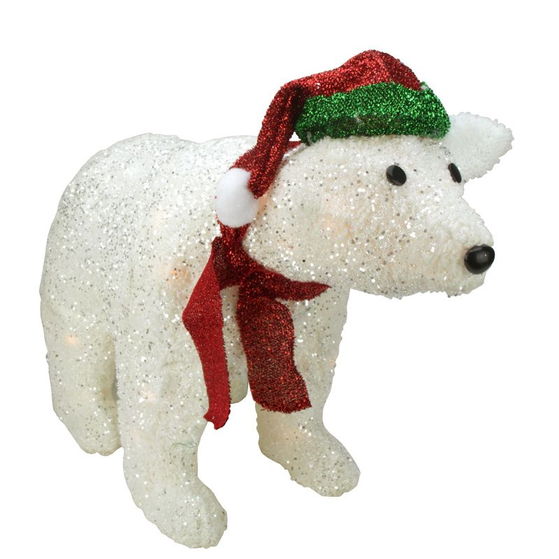 Northlight 23" Pre-Lit White Glittered Polar Bear Outdoor Christmas Decoration, 3 of 4