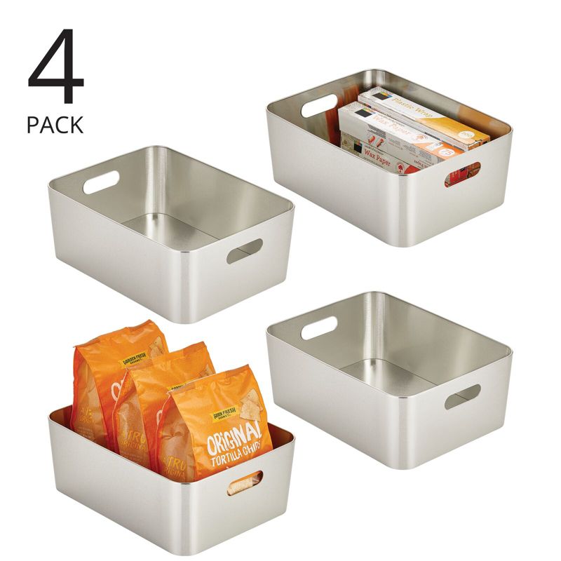 mDesign Large Metal Kitchen Storage Container Bin with Handles, 2 of 9