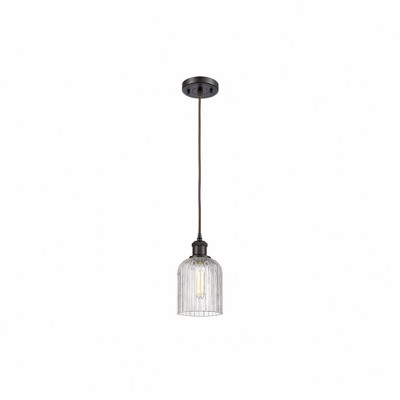 Bridal Veil - 1 Light Cord Hung Mini Pendant In Art Deco Style-9 Inches Tall and 5 Inches Wide