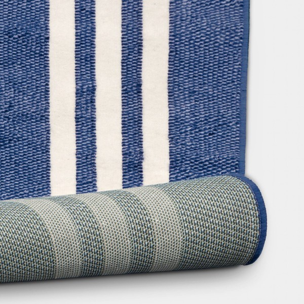 Alfombra de Dormitorio de 5x7 Pies, Azul con Franjas Laterales Marfil - Threshold™ 4