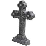 Seasonal Visions Tombstone Celtic Cross Halloween Decoration - 24 in x 16 in - Gray