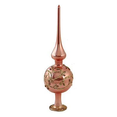 Inge Glas 9.75" Candy Pink Pearl Rococo Finial Tree Topper Christmas  -  Tree Toppers
