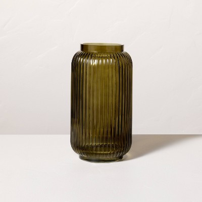 Ribbed Glass Jug Vase Dark Green - Hearth & Hand™ with Magnolia