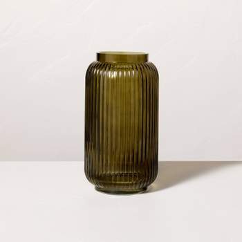 Ribbed Glass Jug Vase Dark Green - Hearth & Hand™ with Magnolia