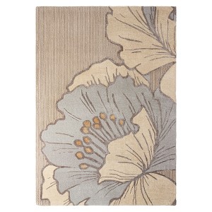NICOLE MILLER NEW YORK Flora Grandeur Bloom Handcrafted Area Rug, Natural Wool Rug - 1 of 4