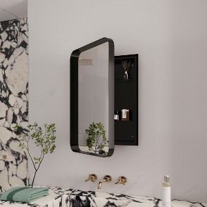 NicBex 24"x16" Recessed Matte Finish Bathroom Storage Cabinet with Mirror,Metal Frame Mirrored Wall Cabinet with Adjustable Shelves - 1 of 4