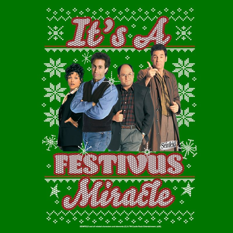Men's Seinfeld It's A Festivus Miracle Sweater Print T-Shirt, 2 of 6