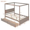 Wooden Canopy Bed With Headboard Footboard 8 Wood Slat Support Space Saving Heavy Duty Platform Beds - 3 of 4