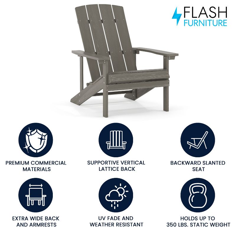 Flash Furniture Charlestown Commercial All-Weather Poly Resin Wood Adirondack Chair, 3 of 18
