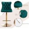 QingMoon Swivel Bar Stools Set of 2, Adjustable Barstools, Velvet Tufted Counter Height Chairs with Nailhead Trim for Kitchen Island, Home Pub - 3 of 4