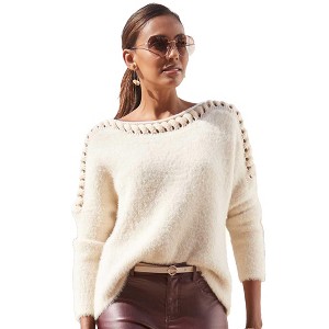 Women's Open Knit Shoulder Sweater - LASCANA - 1 of 4