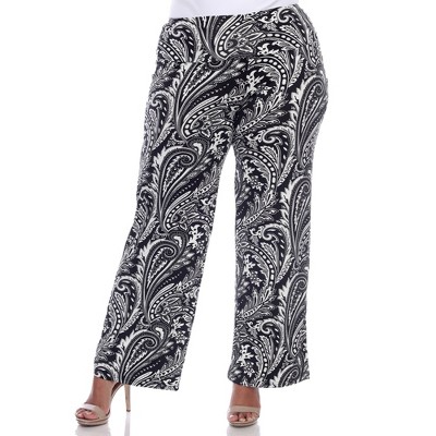 Women's Plus Size Printed Palazzo Pants - White Mark
