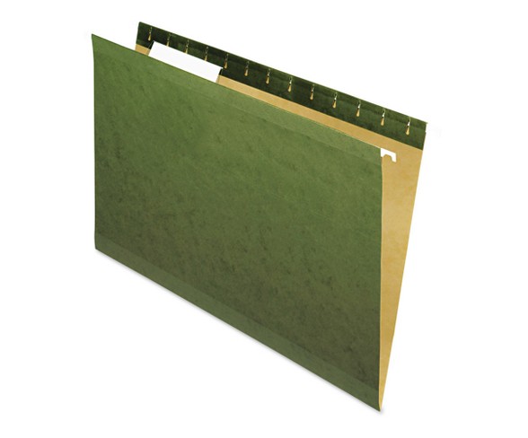 Universal One&#153; Reinforced Recycled Hanging File Folders, 1/3 Cut, Letter, Standard Green, 25/Box