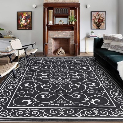 Modern Floral Rug Washable Area Rugs for Living Room Bedroom