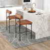 Costway 26" Upholstered Bar Stools Set of 2 with Padded Cushion & Backrest Footrest Brown/Gray - 4 of 4