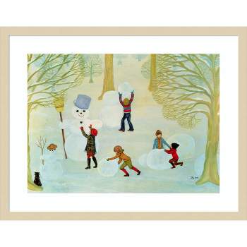 Amanti Art Snowmen by Ditz Wood Framed Wall Art Print 25 in. x 20 in.