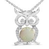.925 Sterling Silver Created Opal and Sapphire Pendant Necklace - 2 of 4