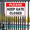 Unique Bargains Home Aluminum Reflective Please Keep Gate Closed Sign 10" x 7" - 4 of 4