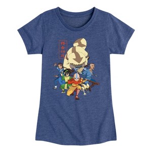 Girls' - Avatar: The Last Airbender - Aang Group Fitted Short Sleeve Graphic T-Shirt - 1 of 4