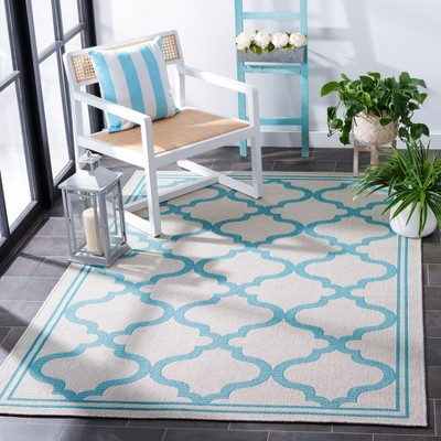 Aqua Geometric Easy-Care Synthetic Outdoor Area Rug 3' x 5'