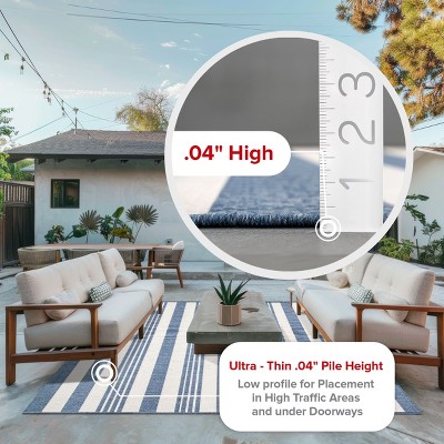 Coastal Stripe Blue Synthetic 10' x 14' Reversible Area Rug