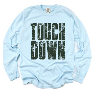 Touch Down Block Distressed - Women's Garment Dyed Long Sleeve Graphic T-Shirt - 1 of 4