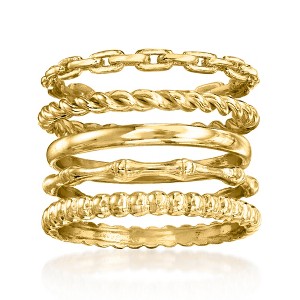 Ross-Simons 18kt Gold Over Sterling Jewelry Set: 5 Stackable Rings - 1 of 4