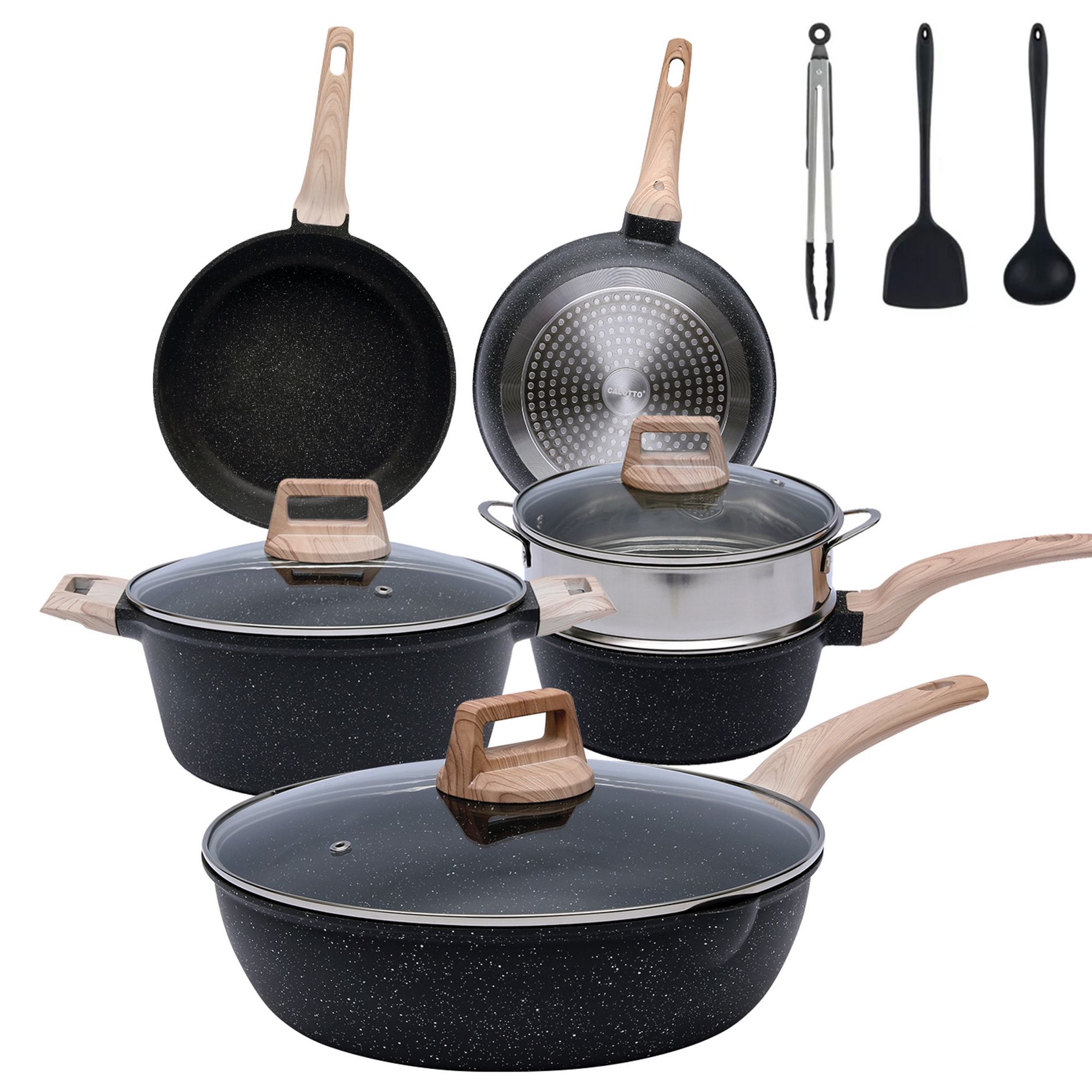 SUGIFT Nonstick Pots and Pans Set, 12 Pcs Induction Kitchen Cookware Sets