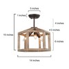 LNC Quaint 3-Lights 14-in Grayish White Wood and Rustic Bronze LED Semi-flush Mount Lightsing - 3 of 4