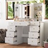 Hitow White Vanity Table 3-Mirrors 9-Drawer with Touch - Screen Lights and Glass Tops - 2 of 4