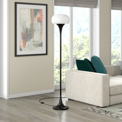 Hudson and Canal 66.63" Torchiere Floor Lamp with Glass Shade