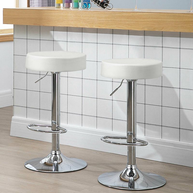 Tangkula Round Bar Stool 1 PC Adjustable Swivel Pub Chair U Leather with Footrest, 2 of 6